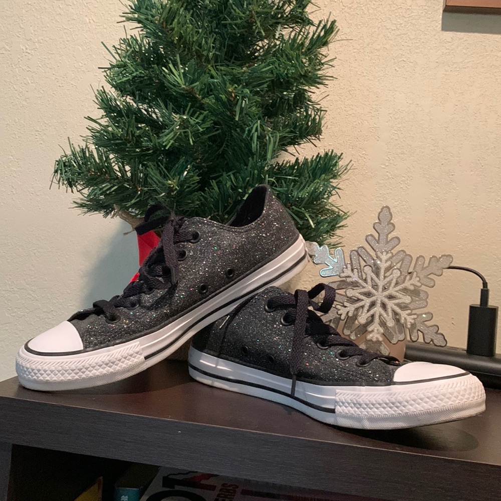 Converse black glitter sneakers